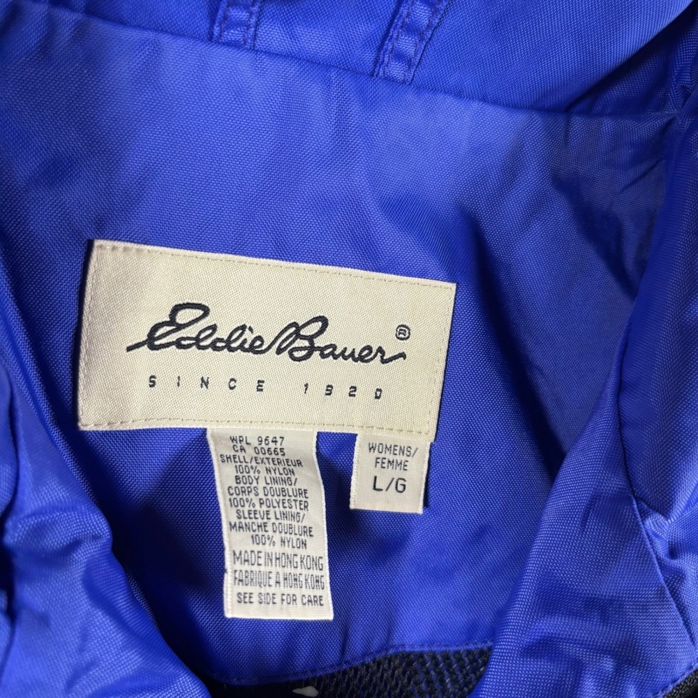 VTG Eddie Bauer Womens Windbreaker Jacket Blue Full Zip Mesh Lined L Hong Kong - Picture 5 of 9